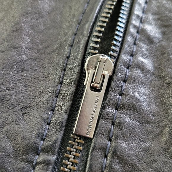 Bcbg black 100% leather moto sequin zipper jacket - Picture 11 of 16